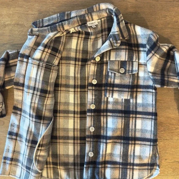 Evereve Simone Plaid Shacket-Soft Brushed‎ Fleece Button Down Jacket-NWOT-Size L - Picture 8 of 16